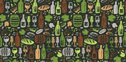 Green Wine Sketch Pattern Bar Wallpaper