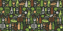 Green Wine Sketch Pattern Bar Wallpaper