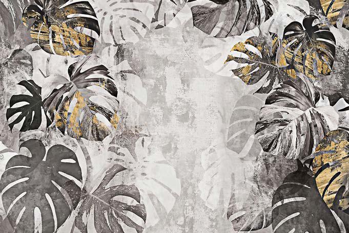 Grey Palm Tree Pattern Floral Wallpaper