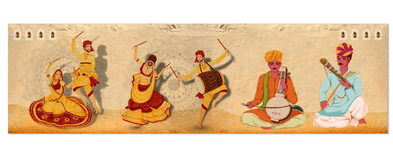 Indian Classical Dance And Music Theme Cafe Wallpaper