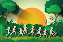 Kids Playing Football 3D Design Wallpaper