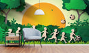 Kids Playing Football 3D Design Wallpaper