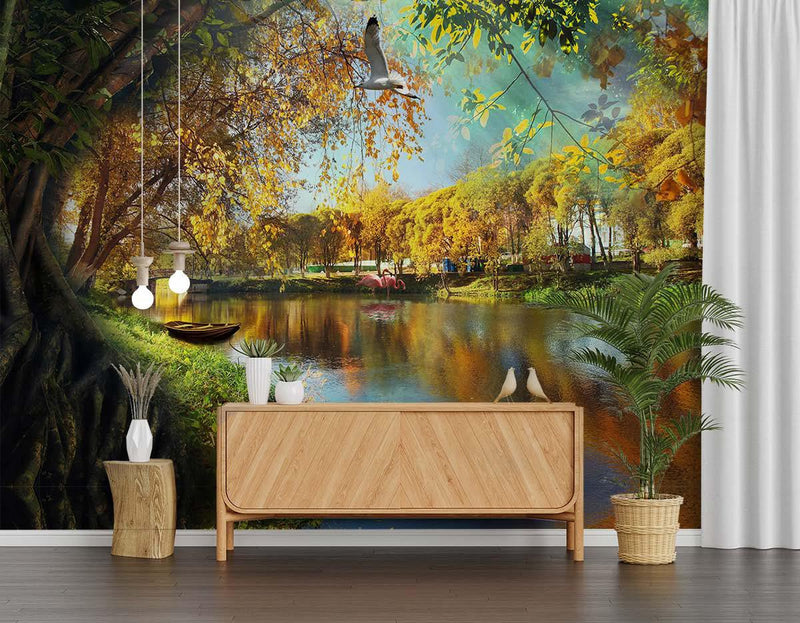 Lake View In The Autumn Season Nature Wallpaper