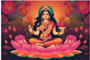 Laxmi Hindu Goddess Sitting On Lotus Wallpaper