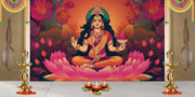 Laxmi Hindu Goddess Sitting On Lotus Wallpaper