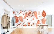 Light Brown Tailoring Pattern Boutique Wallpaper