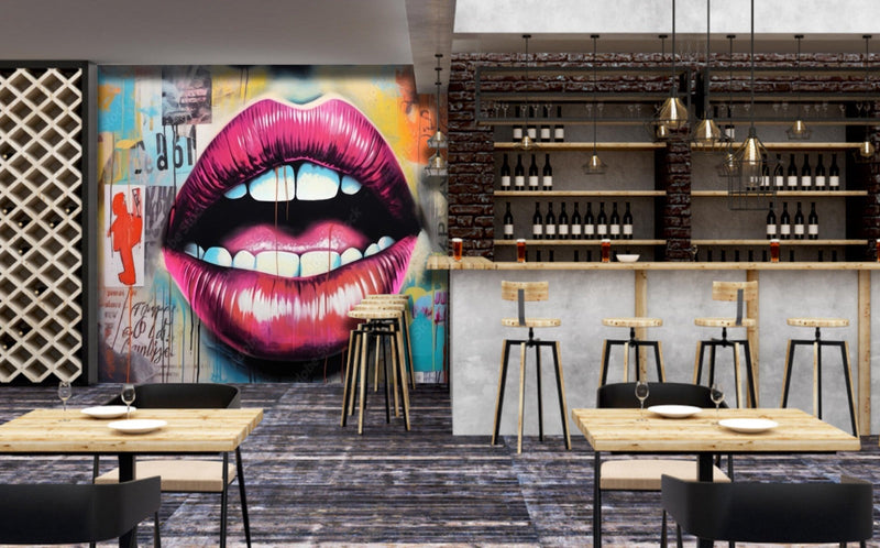 Lips Painting Theme Bar Wallpaper