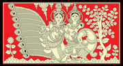 Lord Krishna And Radha Kalamkari Out Line Art Wallpaper
