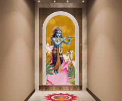 Lord Krishna Combined Cow Pichwai Theme God Wallpaper