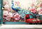 Lovely Floral Themed 3D Peacock Wallpaper