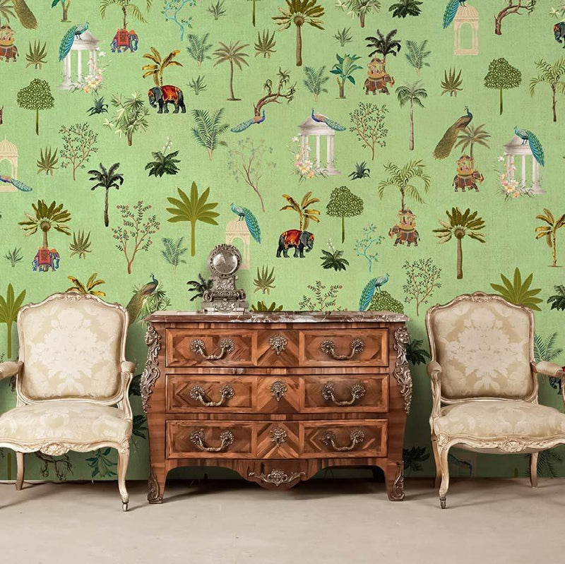 Lovely Green Themed Chinoiserie Wallpaper