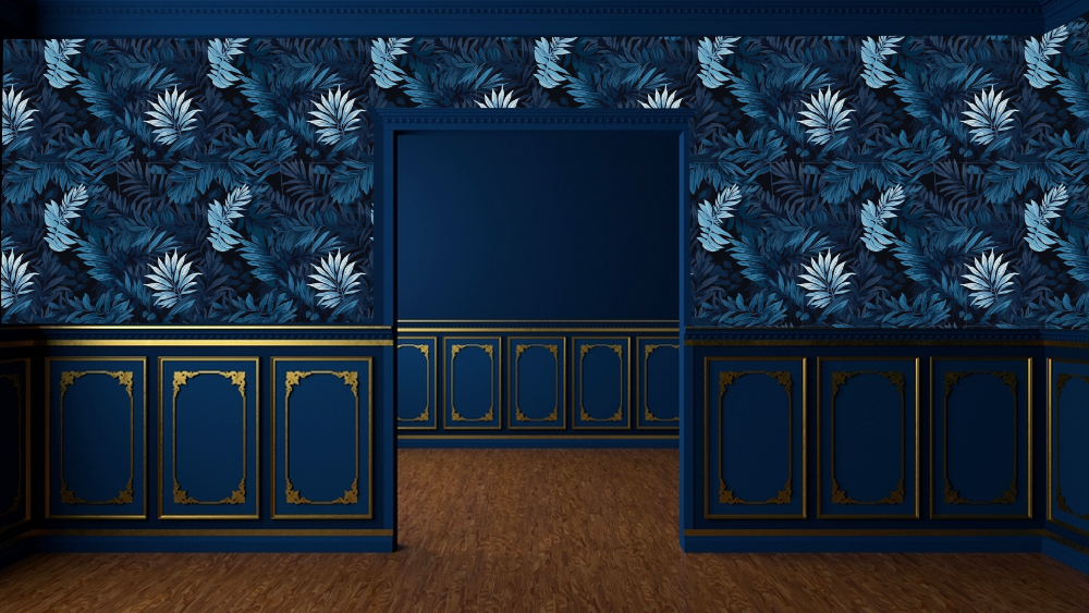 Luxurious Floral Pattern Cafe Wallpaper