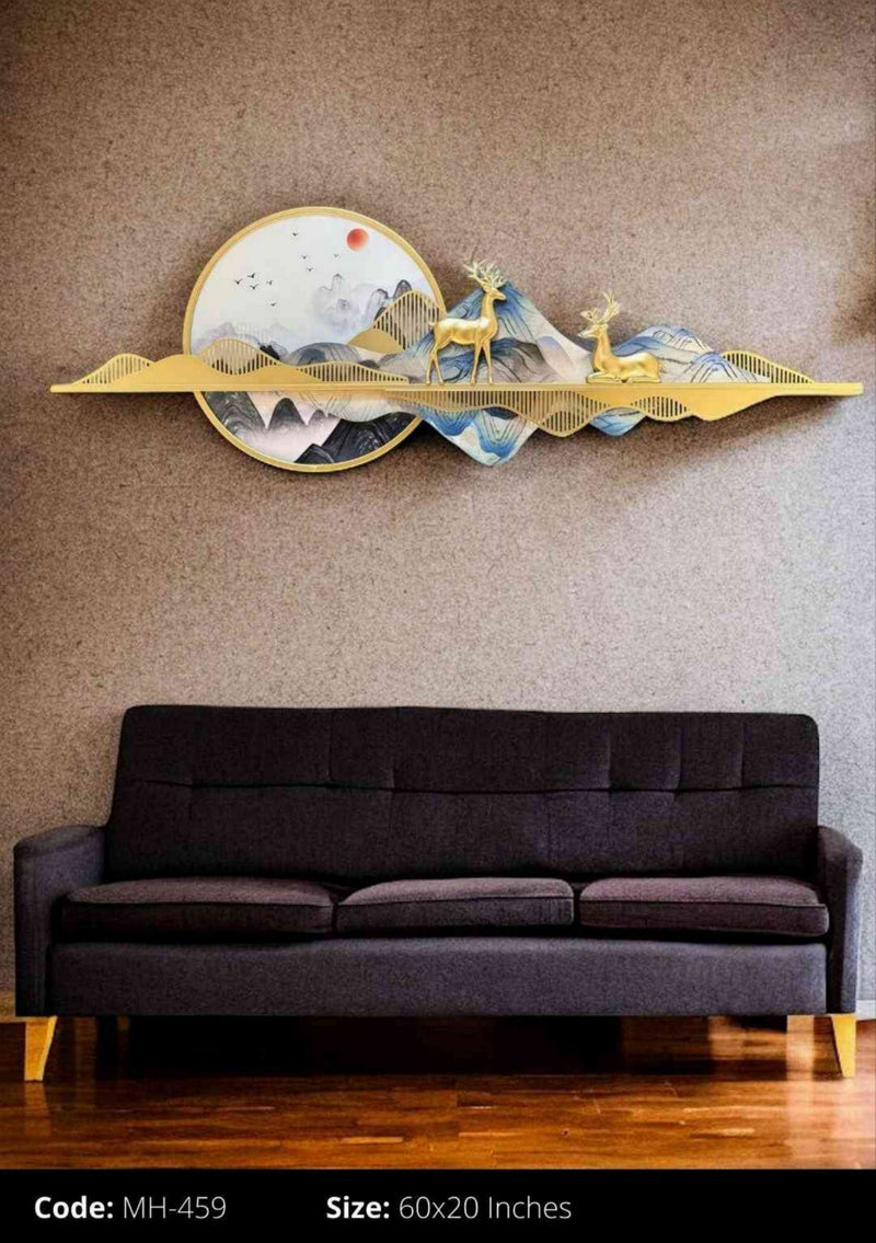 Wonderful Mountain With Moon Shining Metal Art Wall Décor