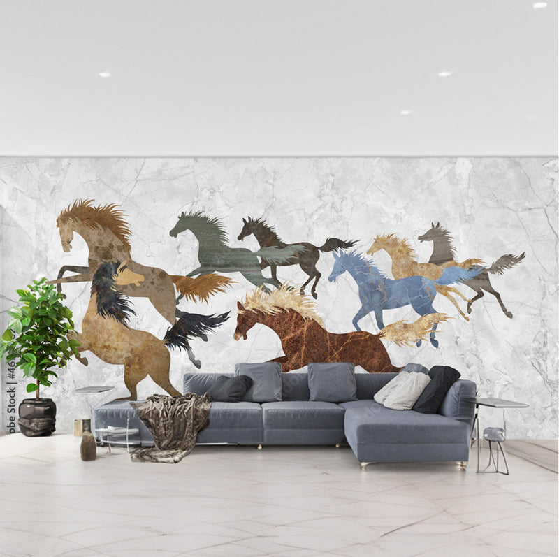 Marble Pattern Horse Wallpaper