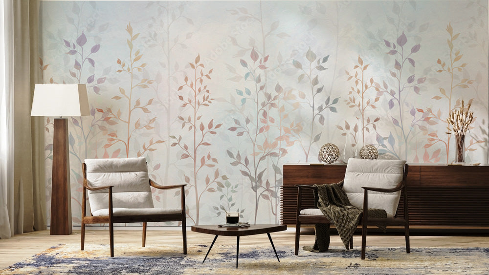 Multicolour Leafy Pattern Floral Wallpaper