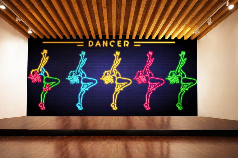 Multicolour Neon Light Dancers Theme Wallpaper