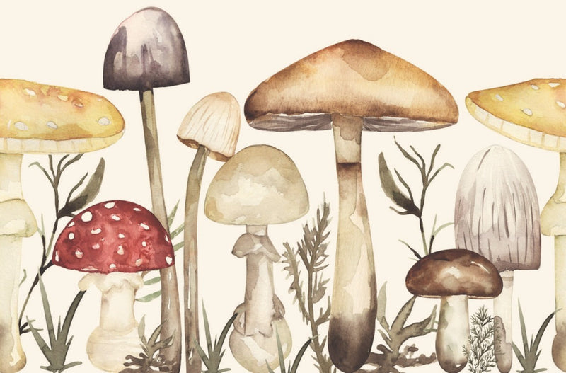 Mushroom Designed Boho Wallpaper