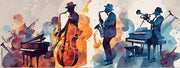 Musicians Drawing Theme Bar Wallpaper