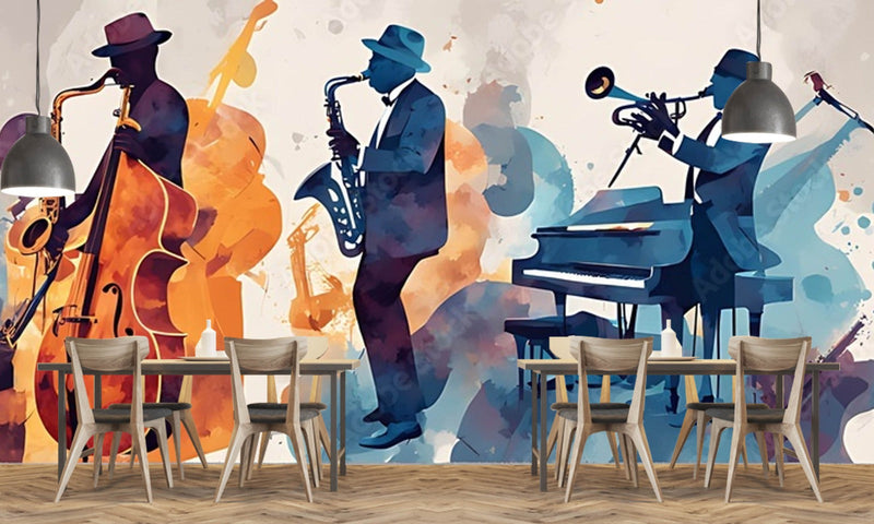 Musicians Drawing Theme Bar Wallpaper