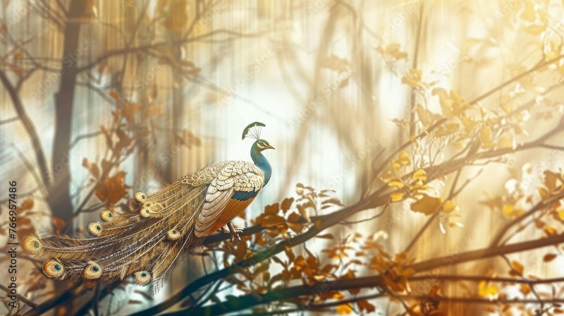 Nature Themed 3D Peacock Wallpaper