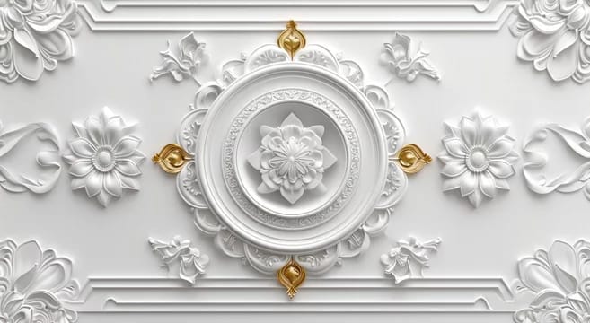 Ornate Baroque Floral Ceiling Wallpaper