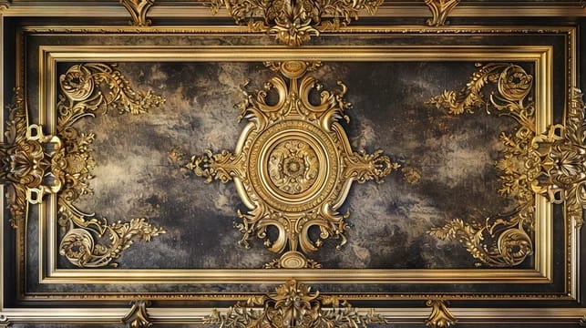 Ornate Golden Design Ceiling Wallpaper