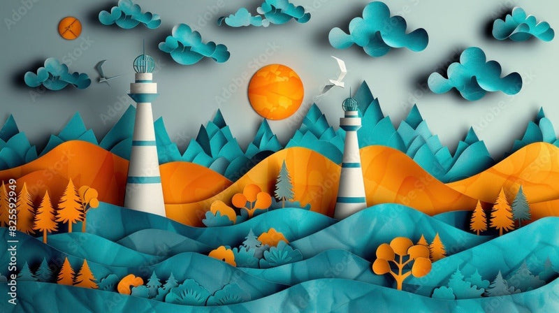 Paper Art Nature Scenery 3D Design Wallpaper