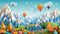 Parachute And Mountains Illustration 3D Design Wallpaper