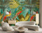 Parrots with Orchids and Hibiscus in Jungle Floral Wallpaper