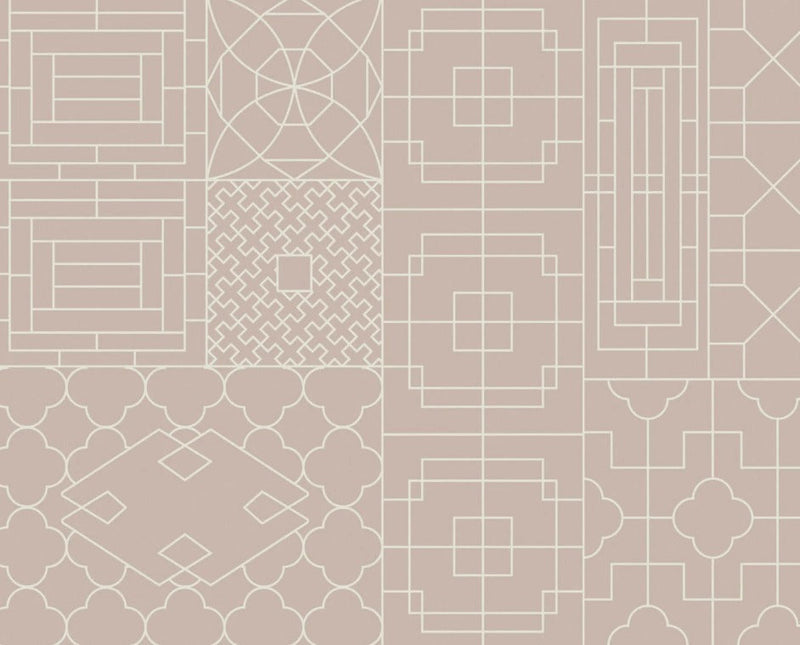 Pink Chinese Style Geometric Wallpaper