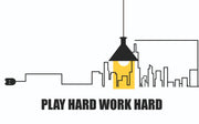 Play Hard and Work Hard Quote Office Wallpaper