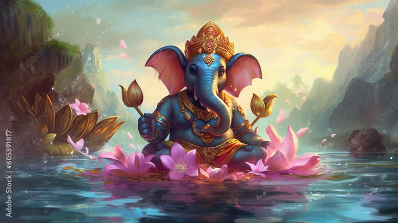 Playing In Water Ganesh ji Wallpaper