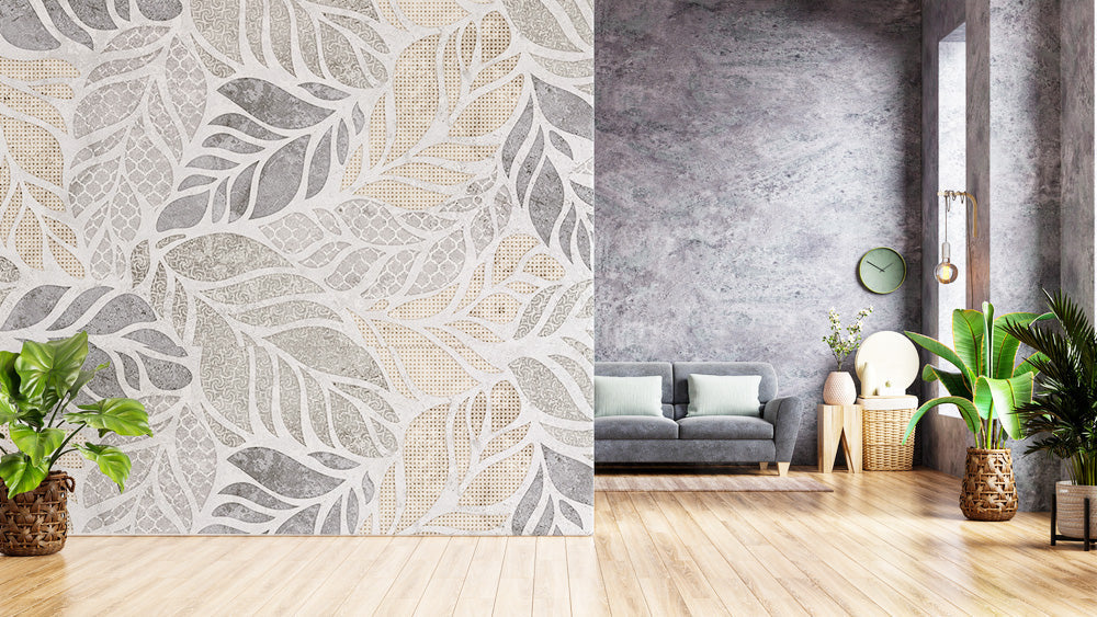Shining Leafy Pattern Tropical Wallpaper