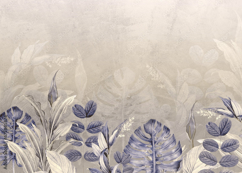 Purple Tropical Leaves Boho Wallpaper