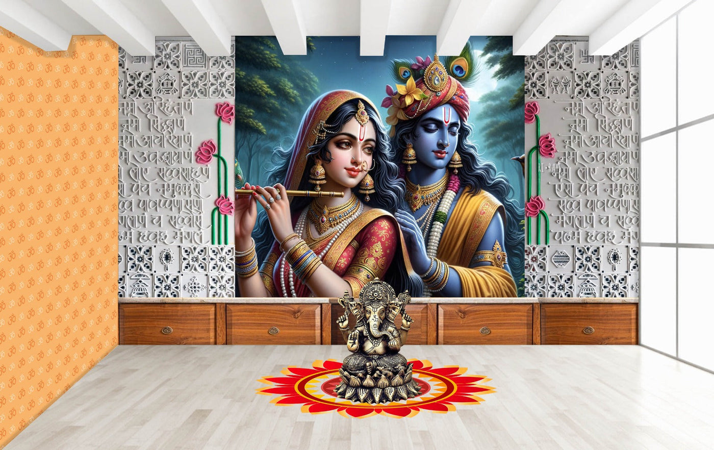 Radha Krishna Realistic View Wallpaper