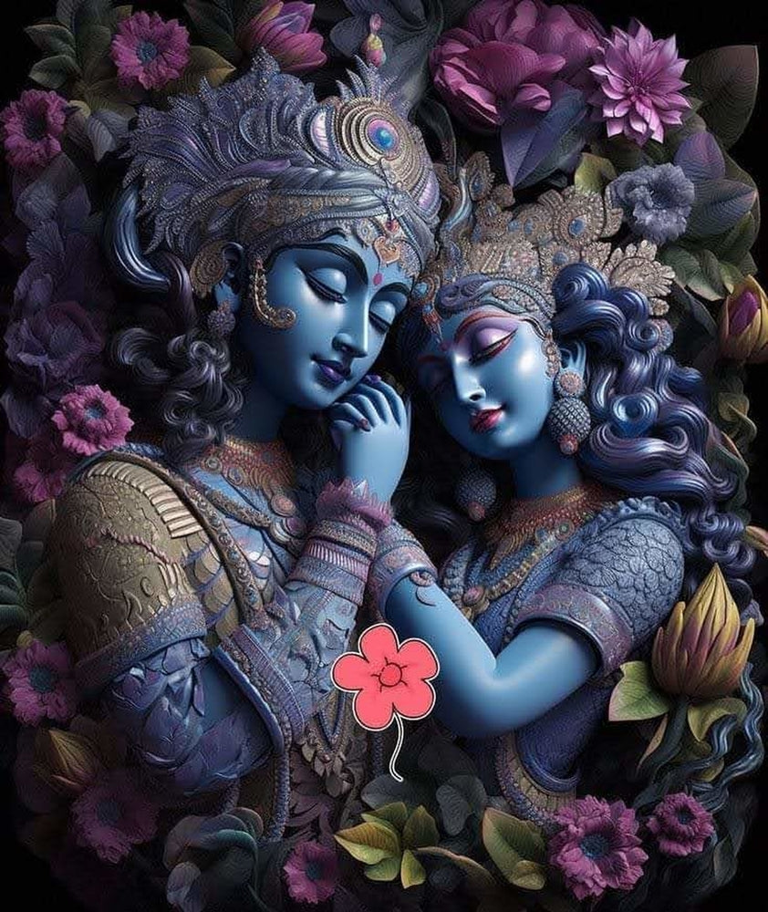 Radha Krishna Sculpture Pattern Wallpaper – Myindianthings