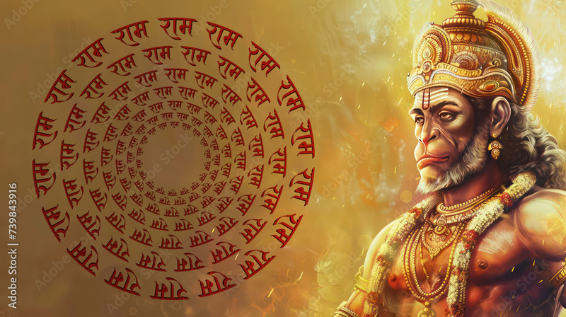 Ram Ram Textured Hanuman Ji Wallpaper