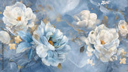 Realistic Blue Theme Floral Wallpaper