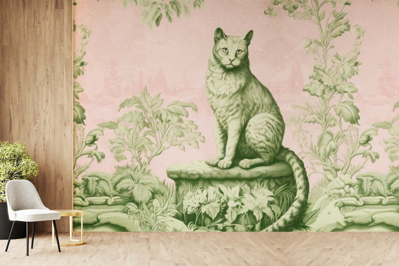 Realistic Cat Design Kids Wallpaper