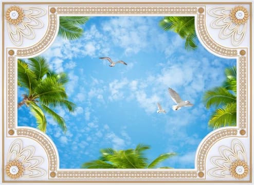 Realistic Sky View Ceiling Wallpaper