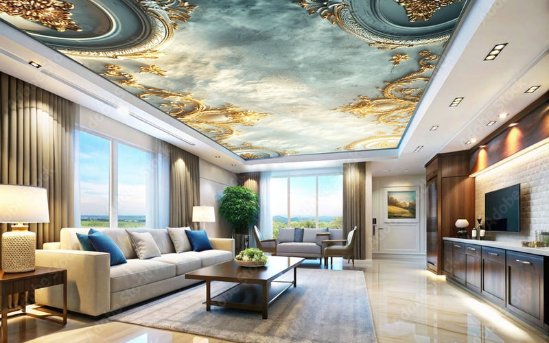 Royal Golden Design Ceiling Wallpaper