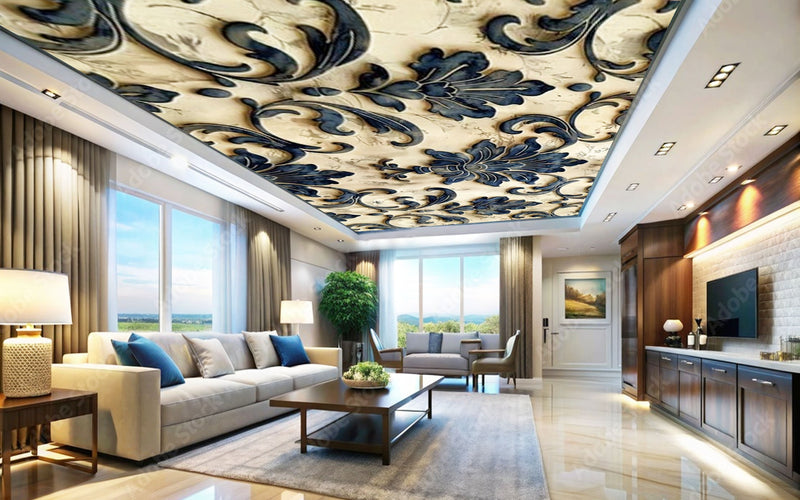 Seamless Vintage Damask Pattern Ceiling Wallpaper