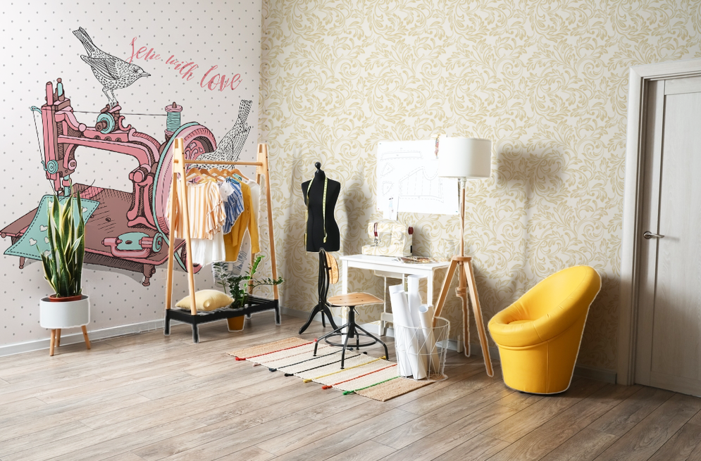 Sew With Love Textured Boutique Wallpaper