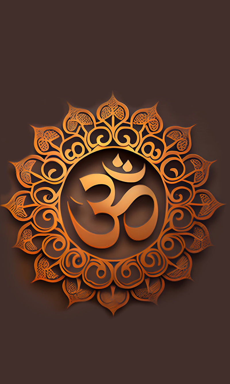 Shining Orange Textured Om Wallpaper