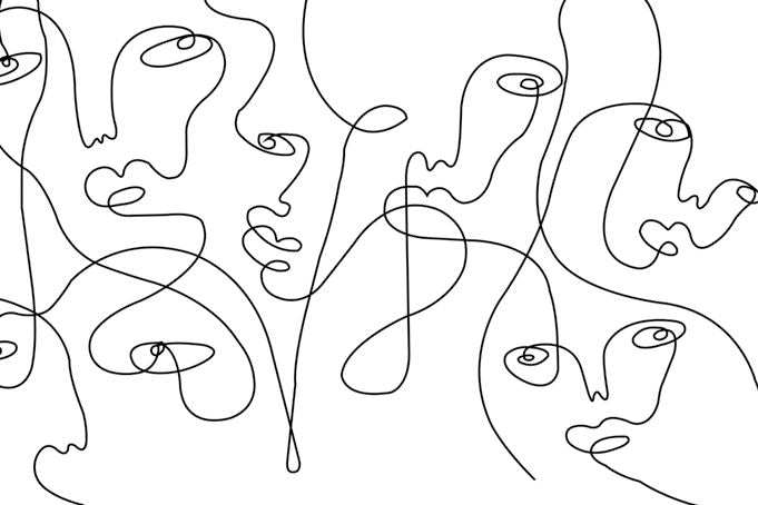 Single Line Face Art Abstract Wallpaper