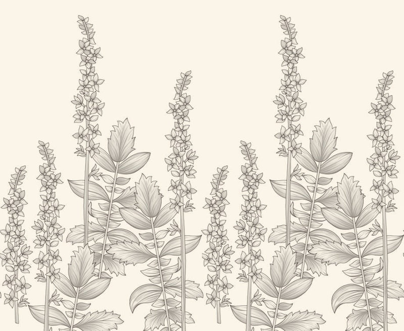 Sketchy Leaves Art Theme Boho Wallpaper