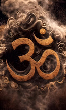 Solid Brown Colored Designed Om Wallpaper