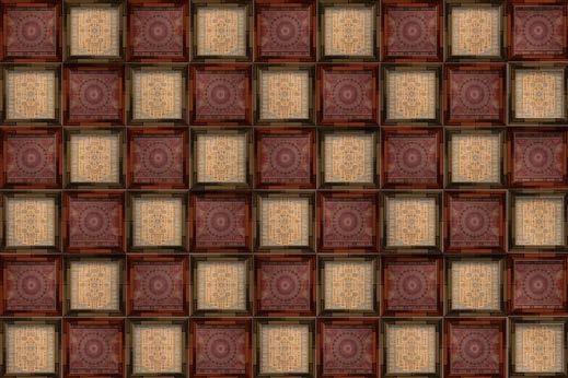 Square Box Pattern Wooden Wallpaper