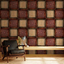 Square Box Pattern Wooden Wallpaper