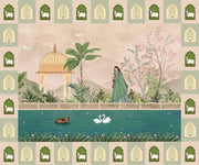 Traditional Mughal And Cow Pichwai Combined Classic Indian Pattern Wallpaper